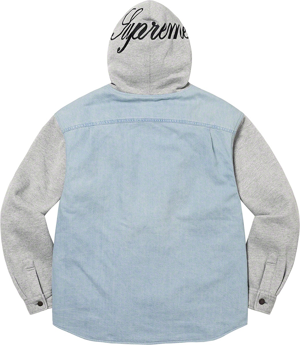 Fleece Hooded Denim Shirt view 11